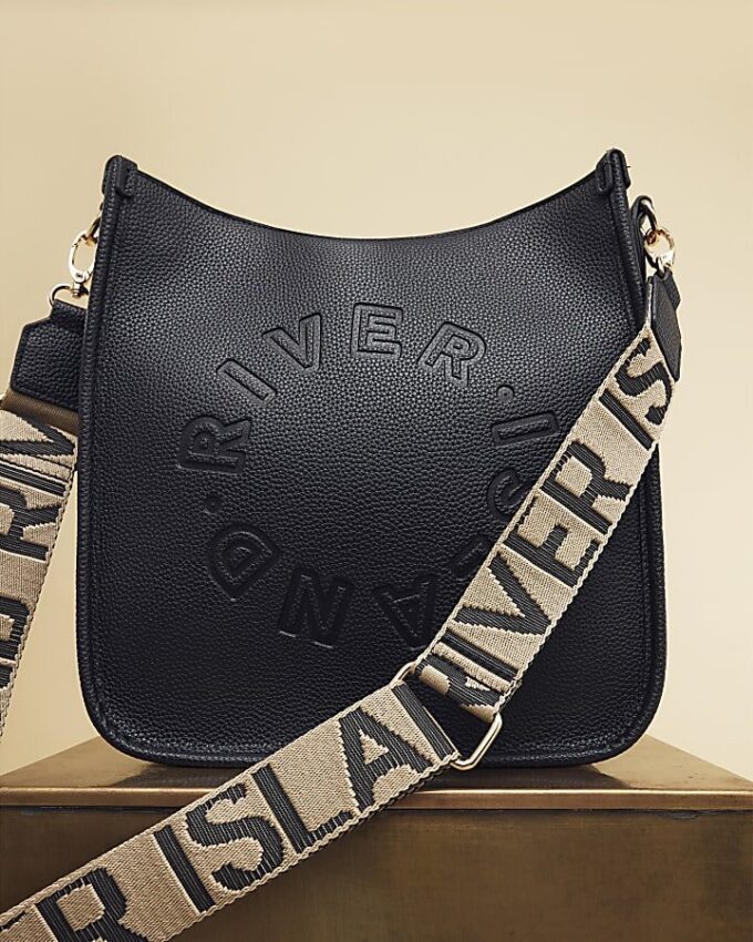 Black Logo Messenger Bag