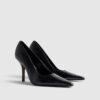 Black Long Chisel Toe Court Heels