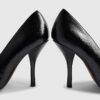 Black Long Chisel Toe Court Heels