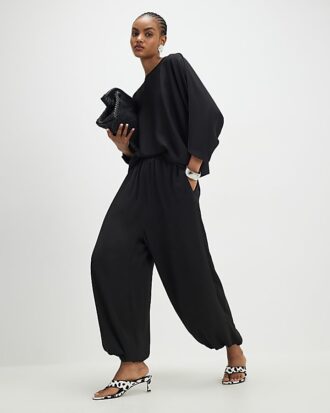 Black Long Sleeve Batwing Top
