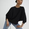 Black Long Sleeve Batwing Top