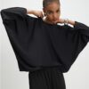 Black Long Sleeve Batwing Top