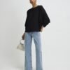 Black Long Sleeve Batwing Top