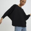 Black Long Sleeve Batwing Top