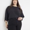 Black Long Sleeve Batwing Top