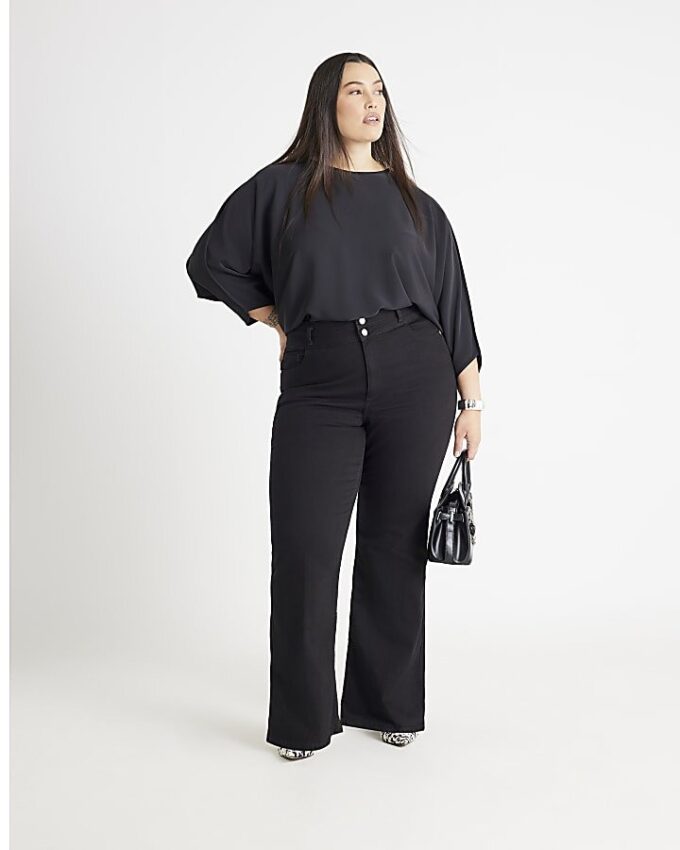 Black Long Sleeve Batwing Top
