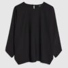 Black Long Sleeve Batwing Top