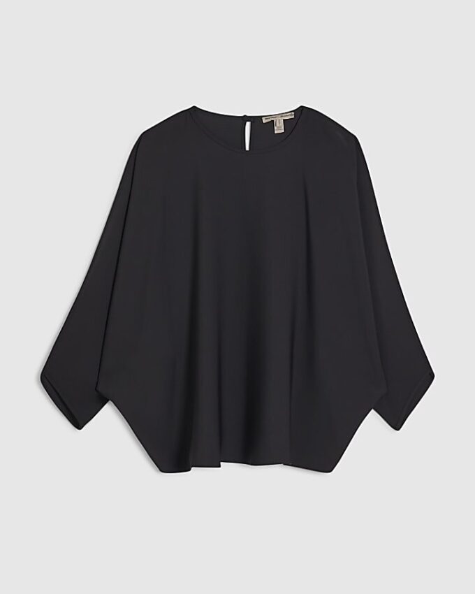 Black Long Sleeve Batwing Top
