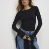 Black Long Sleeve Fitted Top