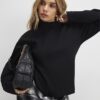 Black Long Sleeve Funnel Neck Top
