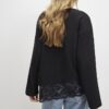 Black Long Sleeve Lace Hem Asymmetric Top