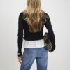 Black Long Sleeve Poplin Hem Top