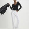 Black Long Sleeve Popper Ribbed Top