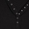 Black Long Sleeve Popper Ribbed Top