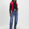 Black Long Sleeve Ribbed Button Up Top