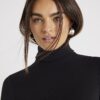 Black Long Sleeve Roll Neck Top