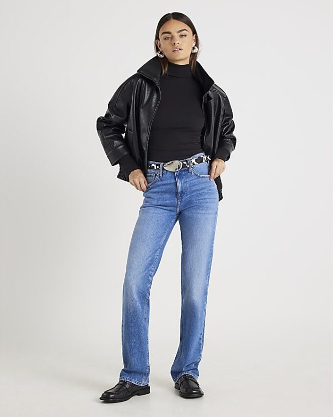 Black Long Sleeve Roll Neck Top