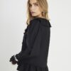 Black Long Sleeve Ruffle Blouse