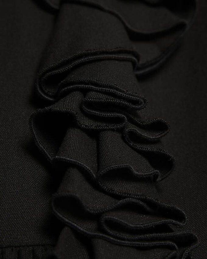 Black Long Sleeve Ruffle Blouse