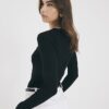 Black Long Sleeve Scallop Trim Top