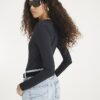 Black Long Sleeve Square Neck Bodysuit