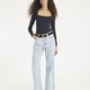 Black Long Sleeve Square Neck Bodysuit