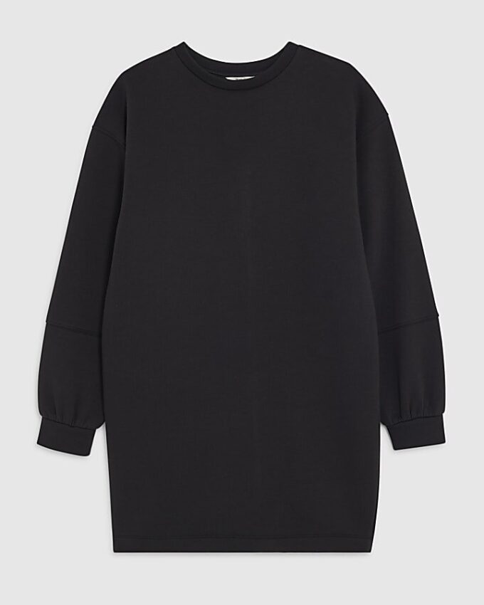 Black Long Sleeve Sweatshirt Dress