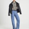Black Long Sleeve Zebra Print Top