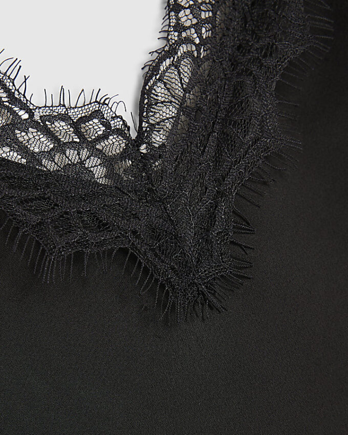 Black Longline Lace Cami Top
