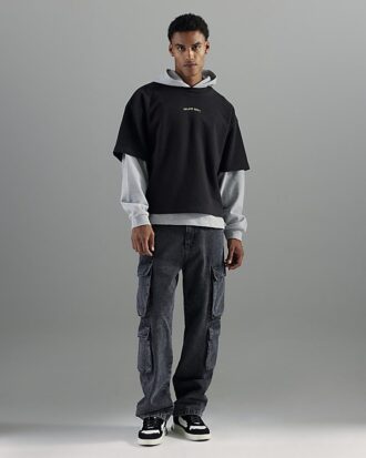 Black Loose Fit Cargo Jeans