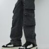 Black Loose Fit Cargo Jeans