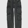 Black Loose Fit Cargo Jeans