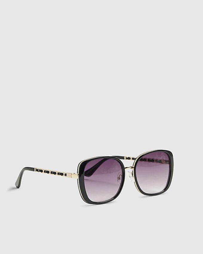 Black Metal Glam Weave Sunglasses