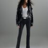 Black Mid Rise Flared Jeans