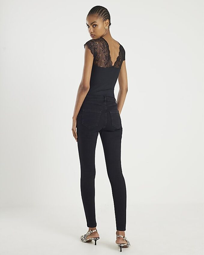 Black Mid Rise Sculpt Skinny Jeans