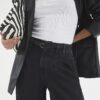 Black Mid Rise Wide Leg Tie Front Jeans