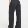 Black Mid Rise Wide Leg Tie Front Jeans