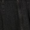 Black Mid Rise Wide Leg Tie Front Jeans