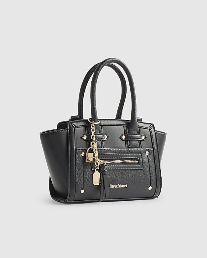 Black Mini Winged Panelled Zip Tote Bag