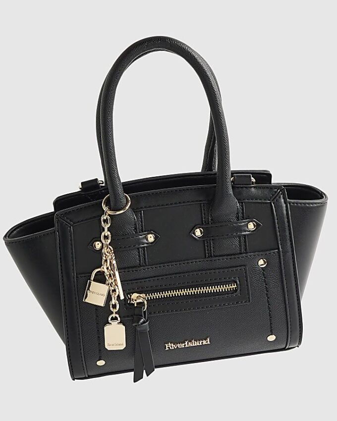 Black Mini Winged Panelled Zip Tote Bag