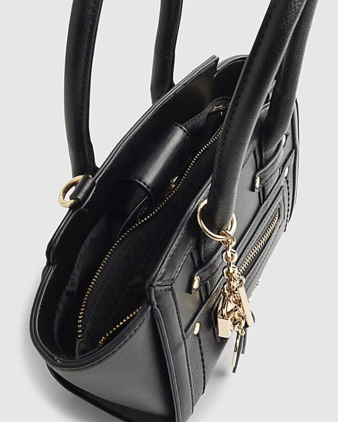 Black Mini Winged Panelled Zip Tote Bag
