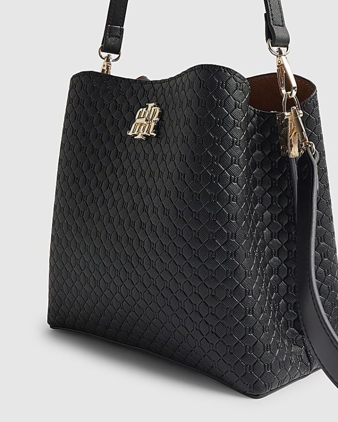 Black Monogram Bucket Bag