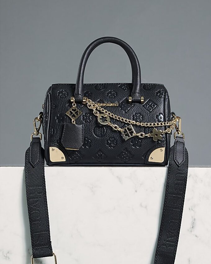 Black Monogram chain detail Bowler bag