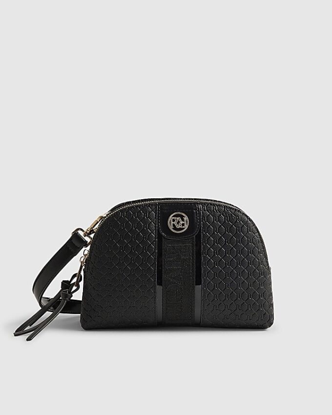 Black Monogram Curved Top Crossbody Bag