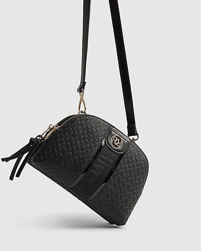 Black Monogram Curved Top Crossbody Bag