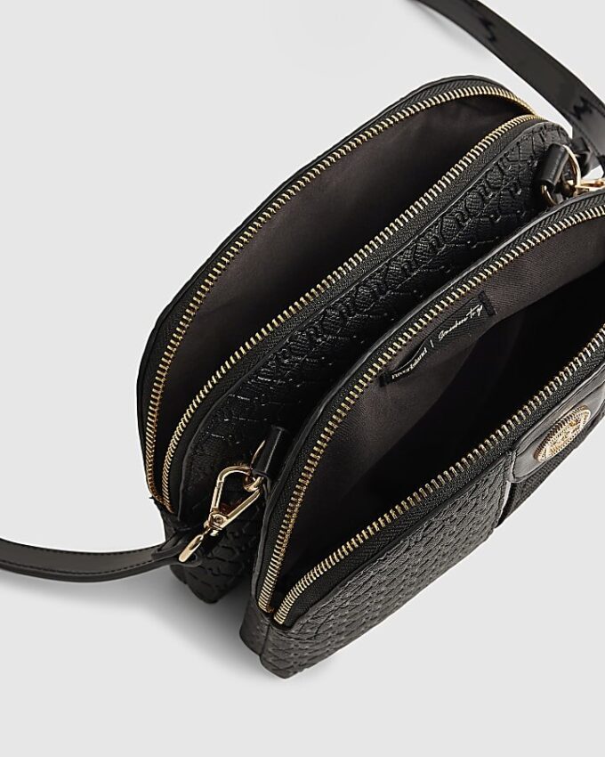 Black Monogram Curved Top Crossbody Bag