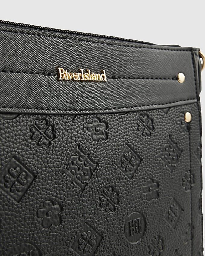 Black Monogram Embossed Messenger Bag
