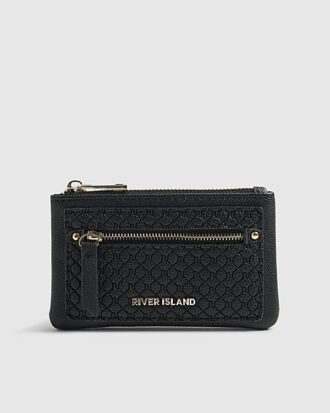 Black Monogram Embossed Mini Purse