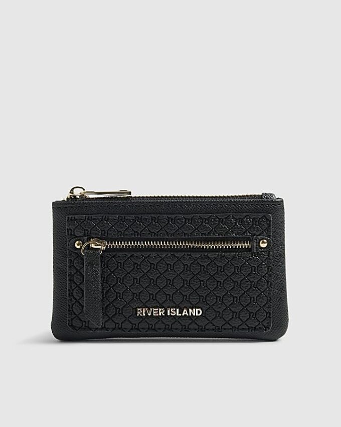 Black Monogram Embossed Mini Purse
