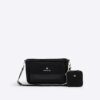 Black Monogram Faux Suede Cross Body Bag